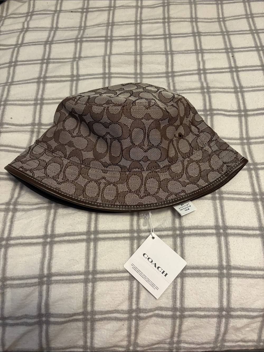 Coach Brown/Tan Signature Monogram Bucket Hat for Kids